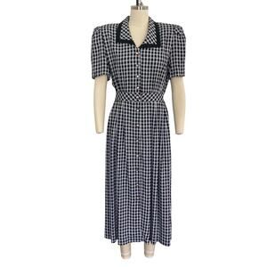 S.L. Fashions Vintage 80s does 50s Black and White Checkered Fit and Flare Dress